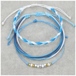 American West Coast Style Ins Style Shell Wax Line Hand Weaving Bracelet Three-Piece Set