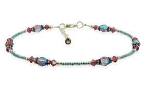 Amethyst Blue Glass Beaded Anklet