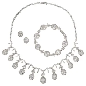 Ansley Bridal Necklace and Stud Earring and Bracelet Set