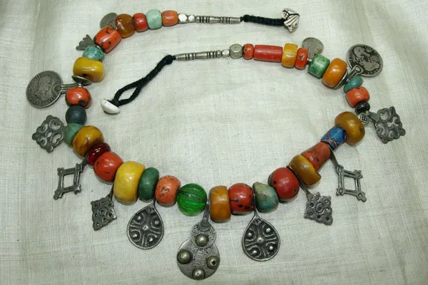 Antique Berber Necklace Of Mixed Beads and Pendants