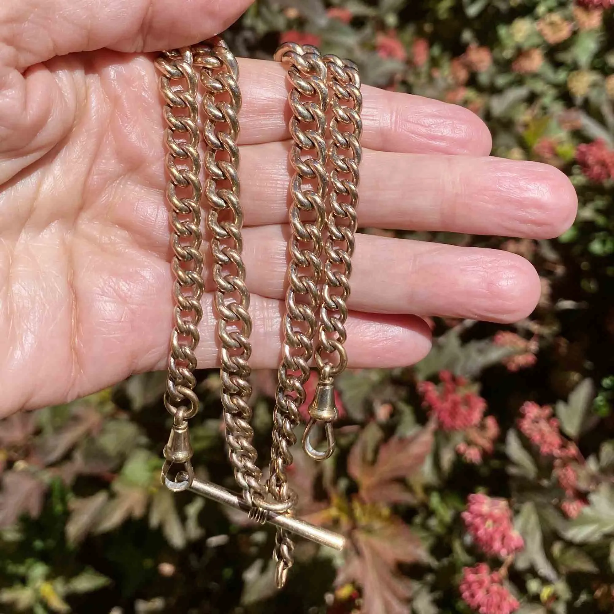 Antique Double Albert Pocket Watch Chain Necklace 17 in.