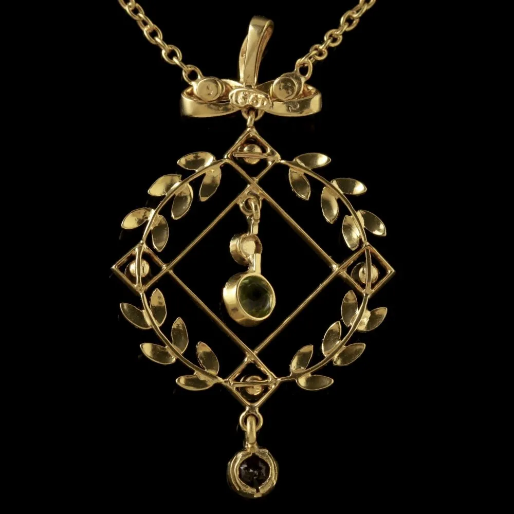 Antique Victorian Suffragette Necklace 15Ct Gold Pendant Circa 1900