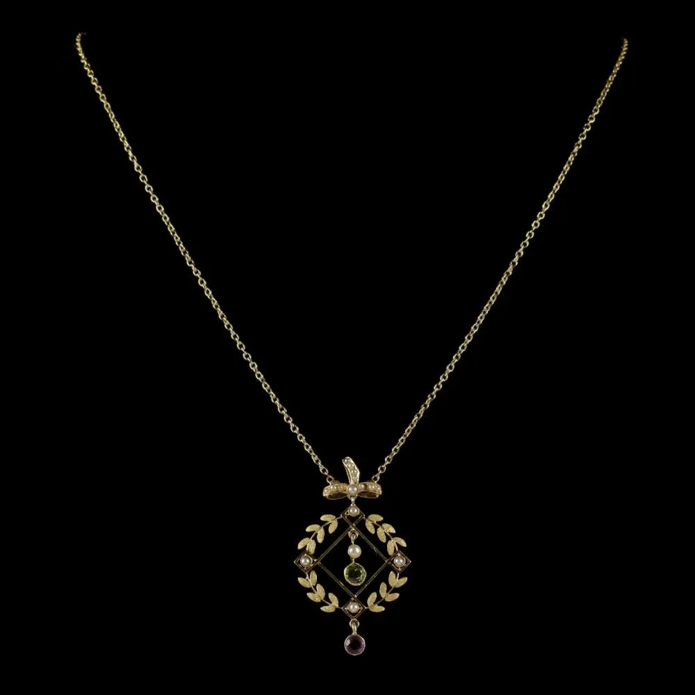 Antique Victorian Suffragette Necklace 15Ct Gold Pendant Circa 1900