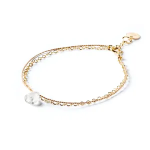 April Quartz Gold and Silk Birthstone Bracelet