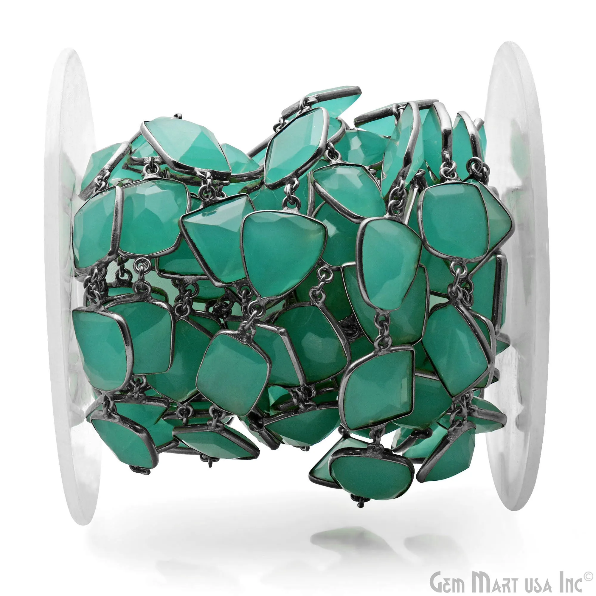 Aqua Chalcedony 10-15mm Free Form Shape Oxidized Continuous Connector Chains