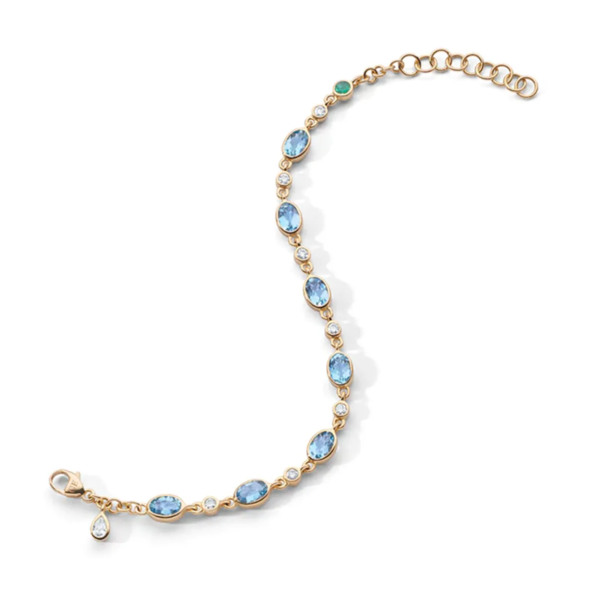 Aquamarine Tennis Bracelet in 18K Gold