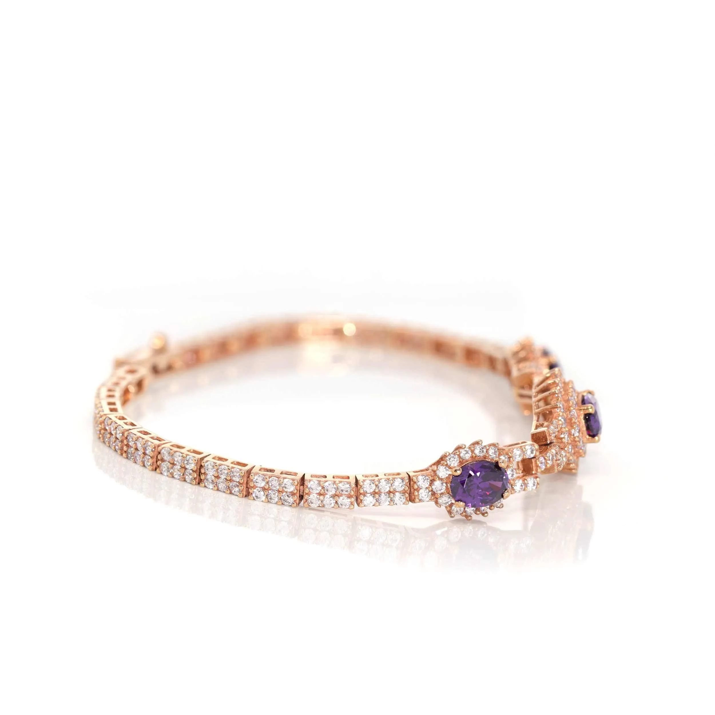 Baikalla 18k Rose Gold Natural Amethyst Bracelet with CZ