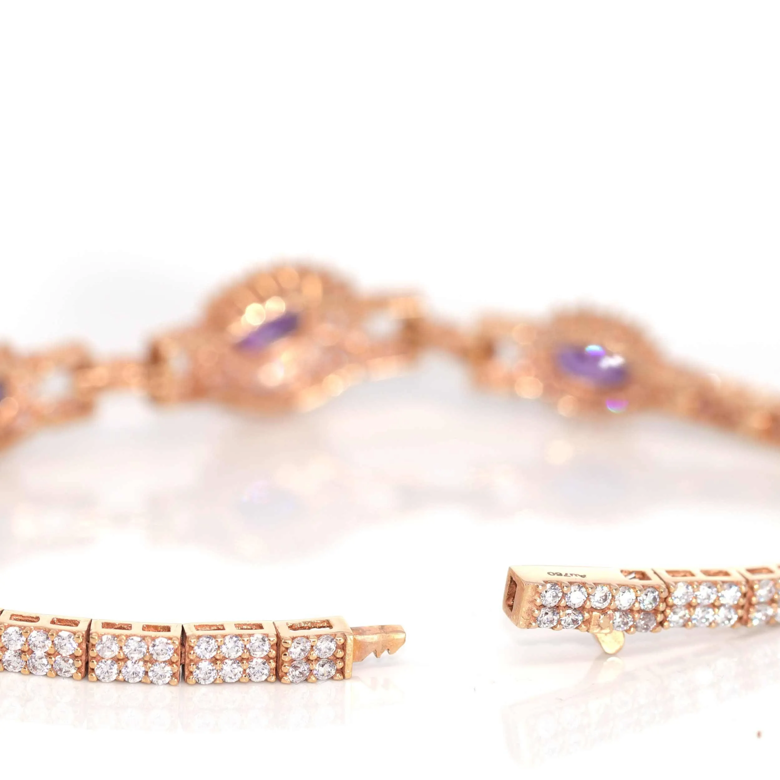 Baikalla 18k Rose Gold Natural Amethyst Bracelet with CZ