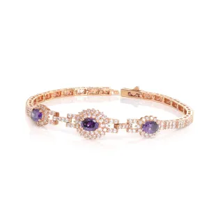 Baikalla 18k Rose Gold Natural Amethyst Bracelet with CZ