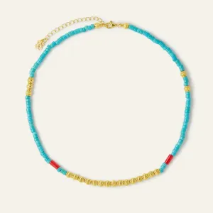 Bali Gold and Turquoise Beaded Necklace