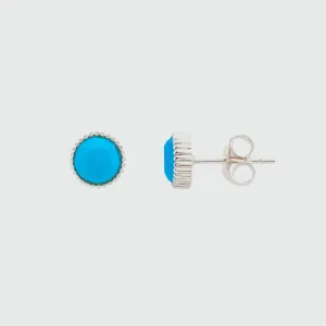 Barcelona Silver December Turquoise Birthstone Stud Earrings