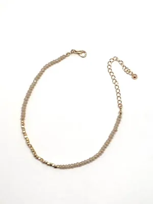 Beige and Gold Beaded Anklet