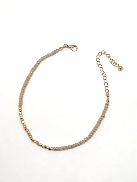 Beige and Gold Beaded Anklet