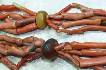 Berber Branch Coral, Silver, and Amber Necklace