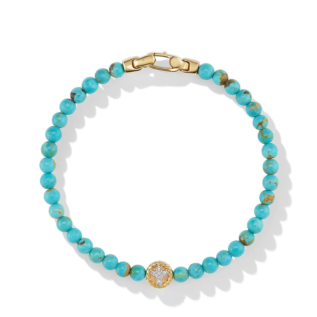 Bijoux Spiritual Beads Peace Sign Bracelet with Turquoise, 14K Yellow Gold and Diamonds