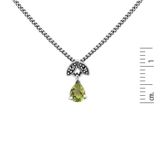 Birnenförmige Peridot & Markasit Tropfen Halskette in Sterling Silber