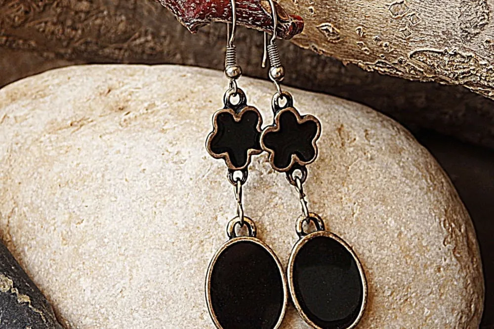 Black Enamel Earrings