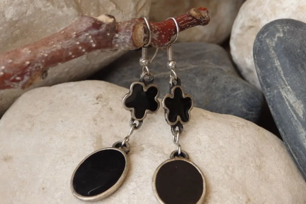 Black Enamel Earrings