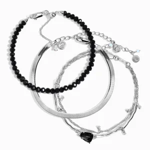 Black Obsidian Bracelet Stack - Protective Flow