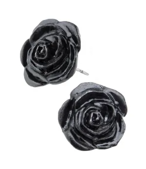 Black Rose Stud Earrings by Alchemy Gothic