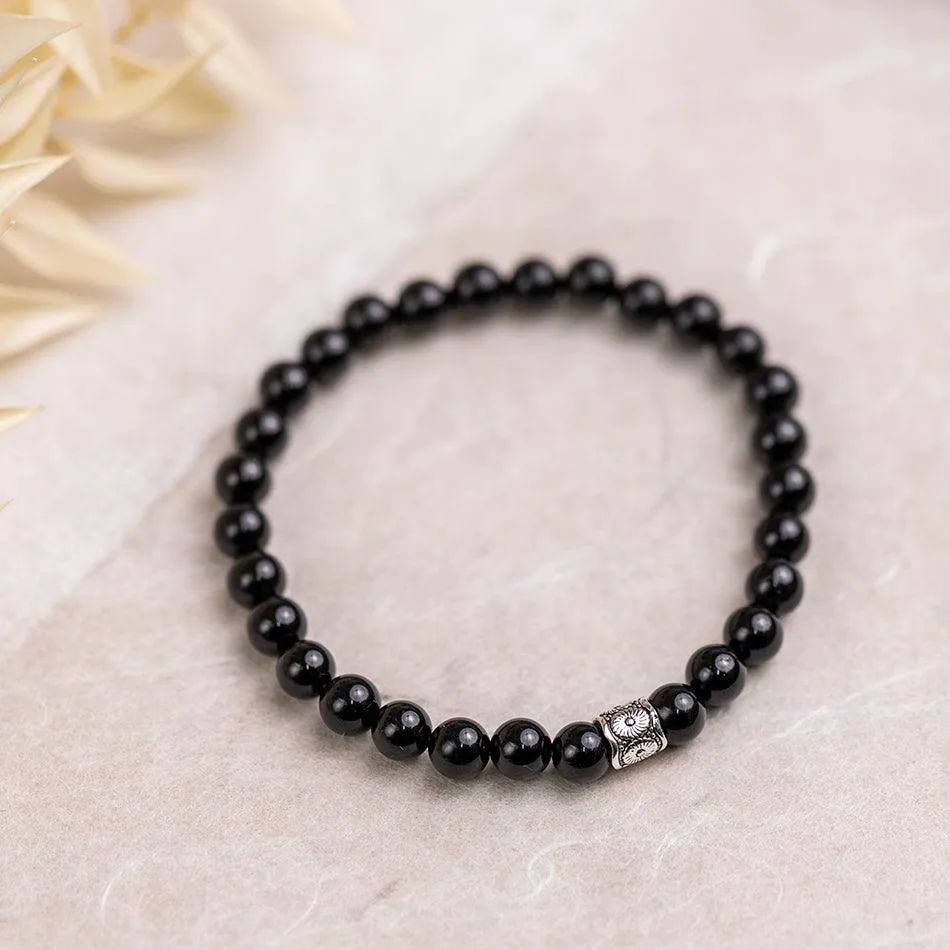 Black Tourmaline Gemstone Bracelet 6mm