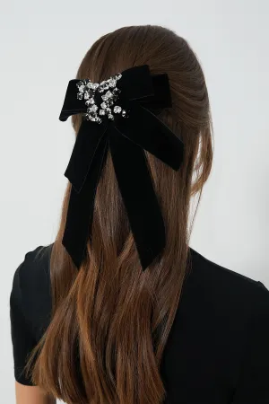 Black Velvet and Crystal Beth Bow