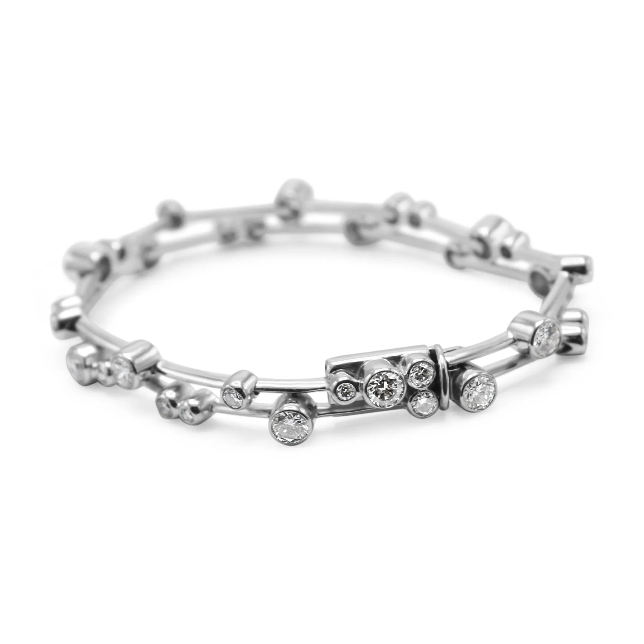 Boodles Two Row Brilliant Cut Diamond Raindance Bracelet