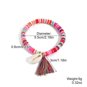 Bracelet Set Bracelet Multicolored Tassel Polymer Clay Shell Bohemian Bracelet