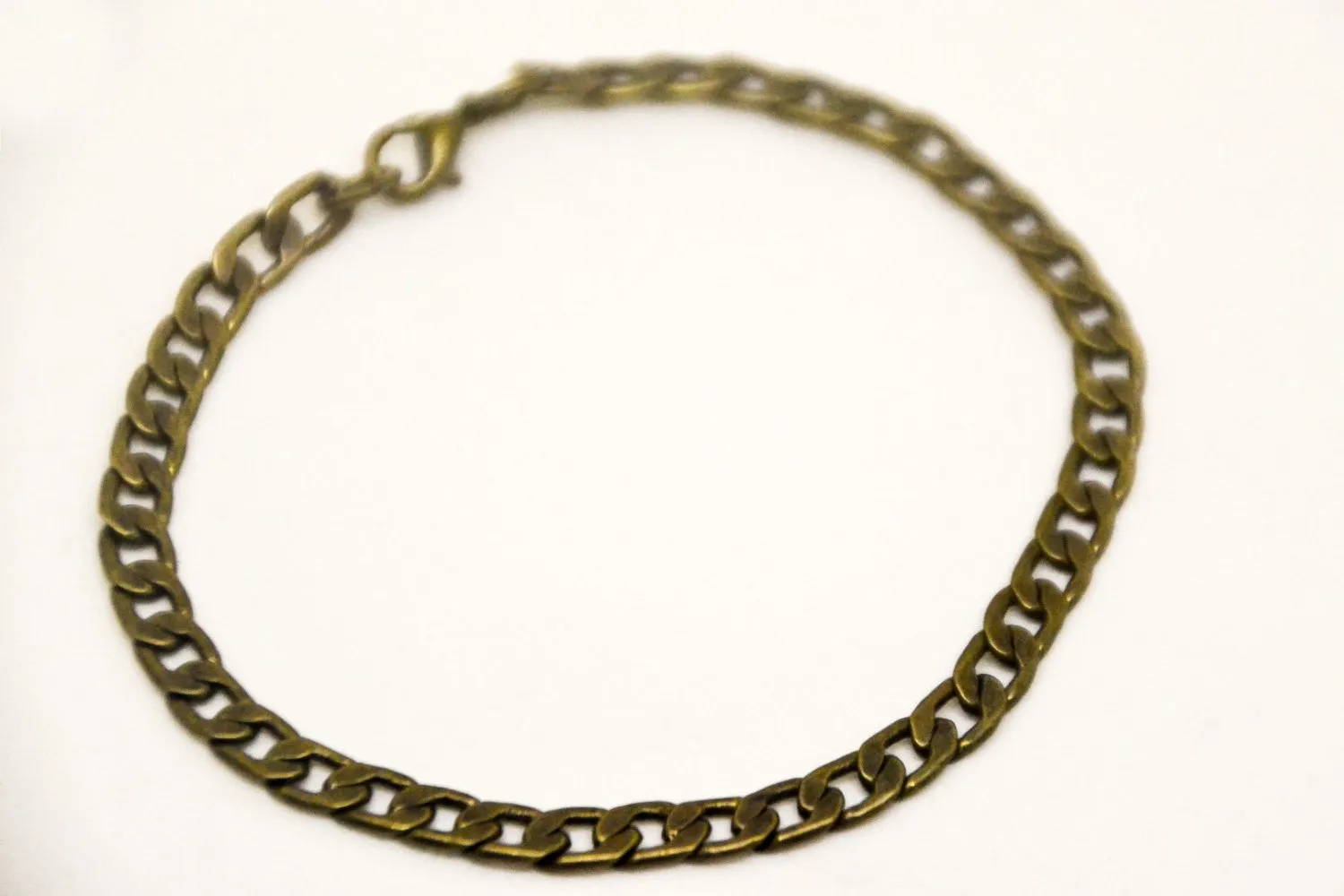 Bronze flat link chain bracelet for men, minimalist jewelry, gift for him