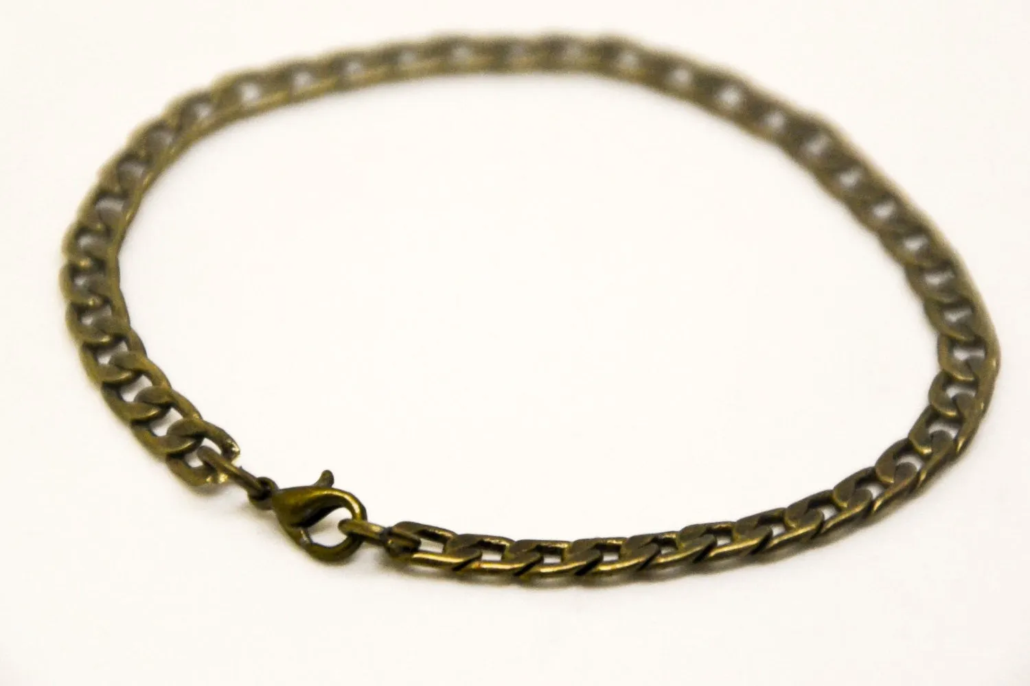 Bronze flat link chain bracelet for men, minimalist jewelry, gift for him