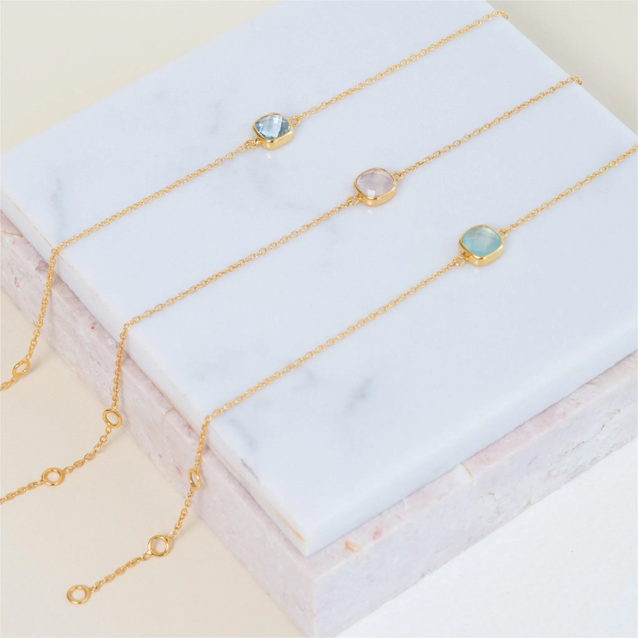 Brooklyn Aqua Chalcedony & Gold Vermeil Jewellery Set