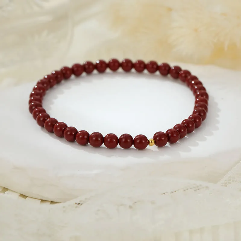 Buddha Stones 925 Sterling Silver Cinnabar Beads Blessing Anklet