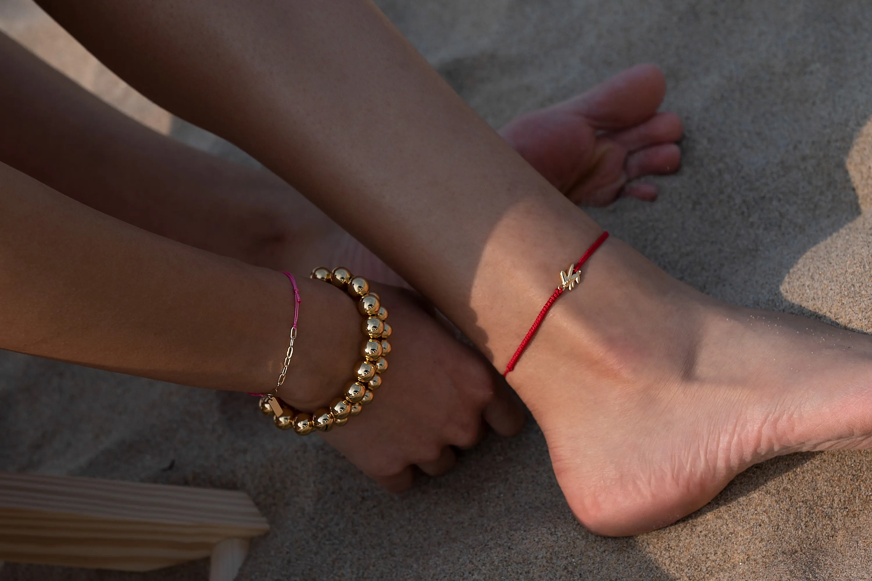 Bunny Vivid Vitamin Cord Anklet Gold Red