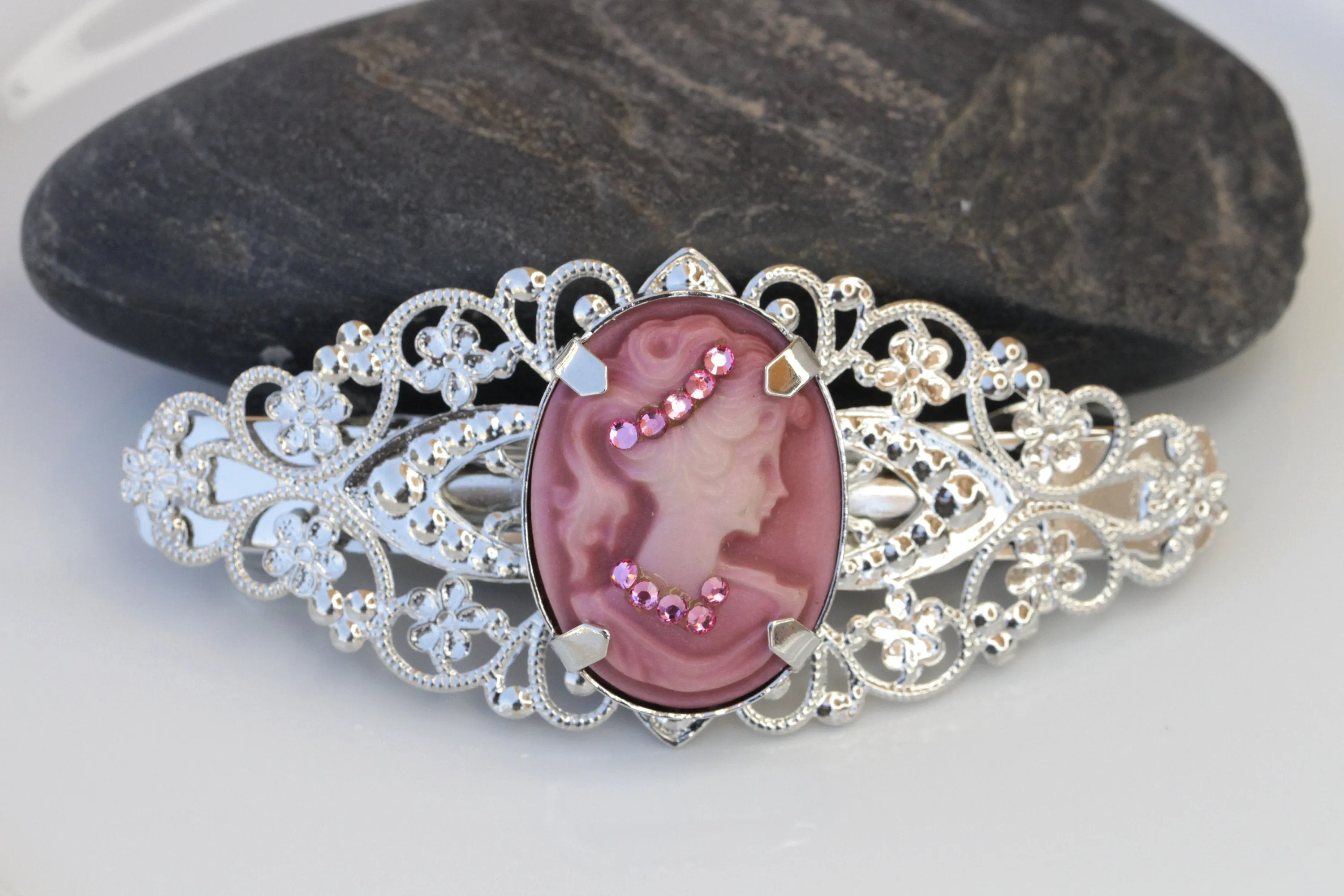 Burgundy CAMEO HAIR BARRETTE