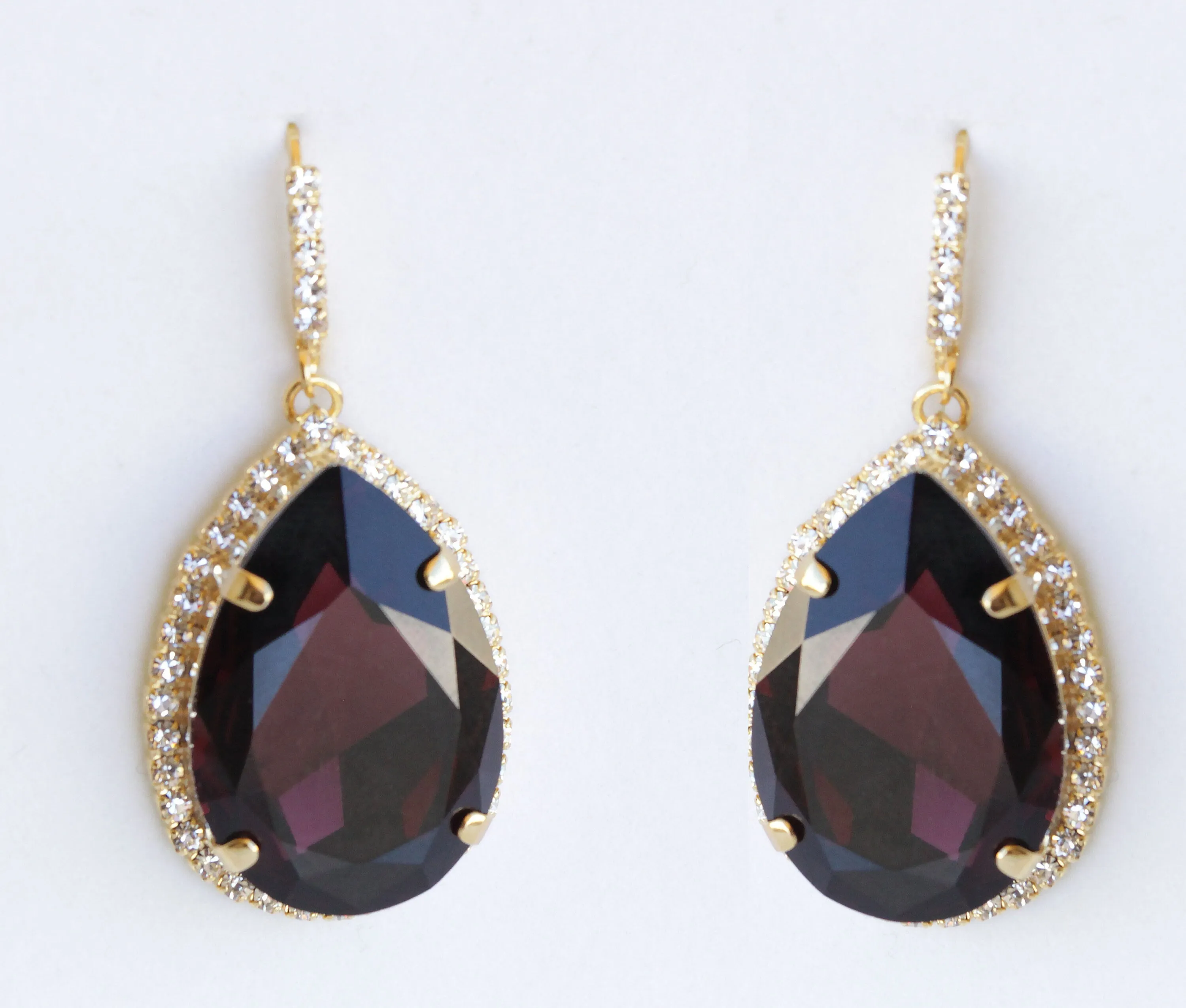 BURGUNDY TEARDROP EARRINGS