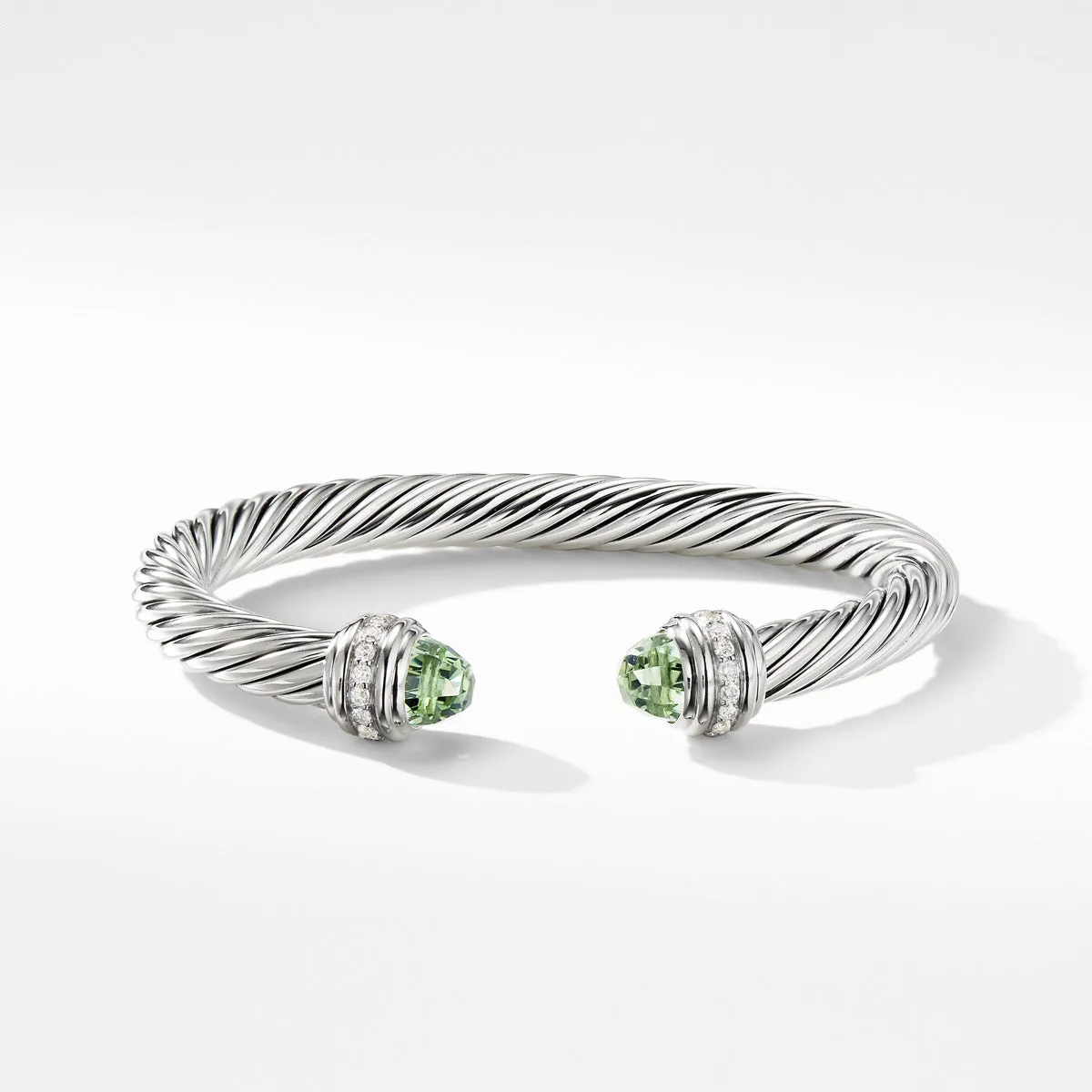 Cable Bracelet with Prasiolite and Diamonds