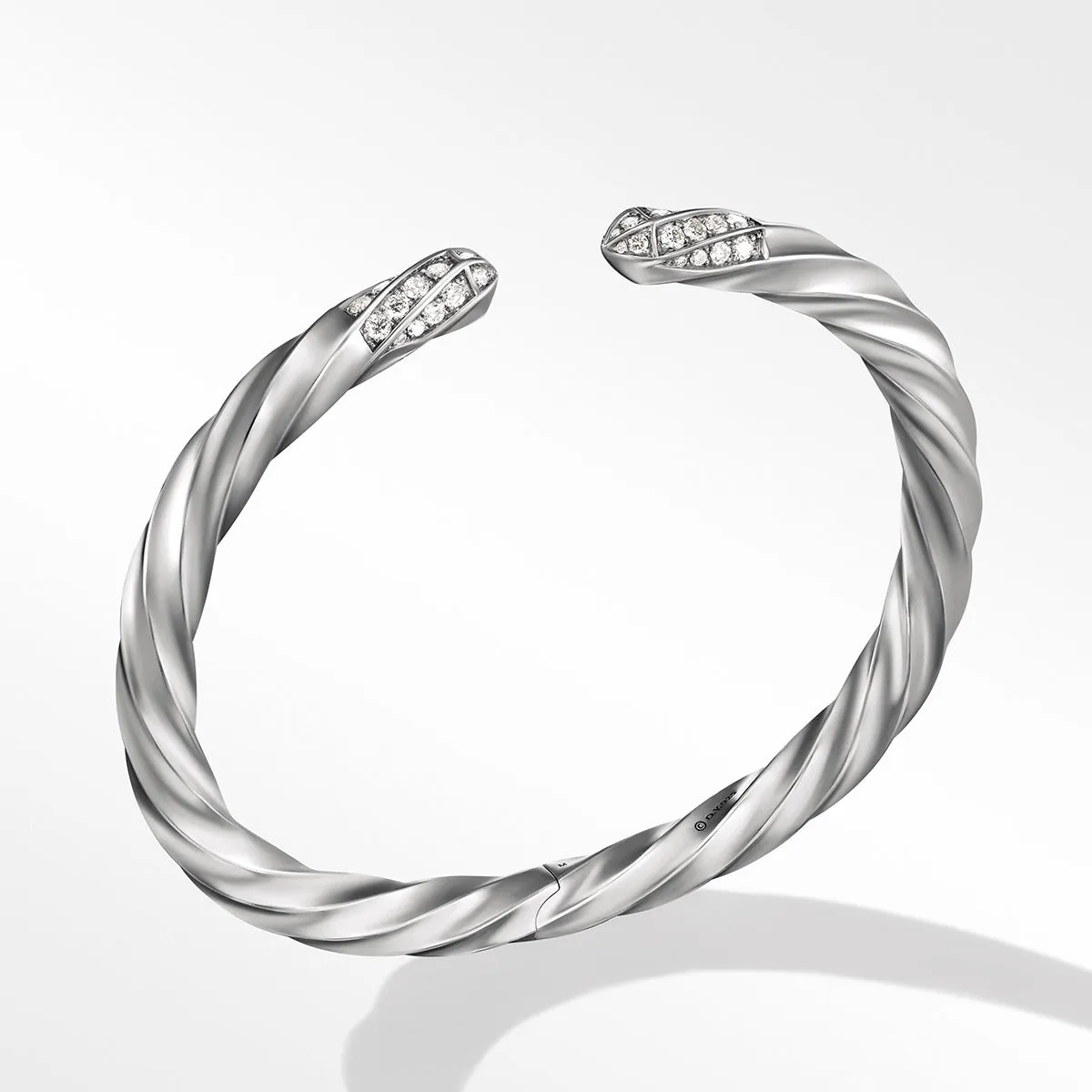 Cable Edge Bracelet in Recycled Sterling Silver with Pave Diamonds