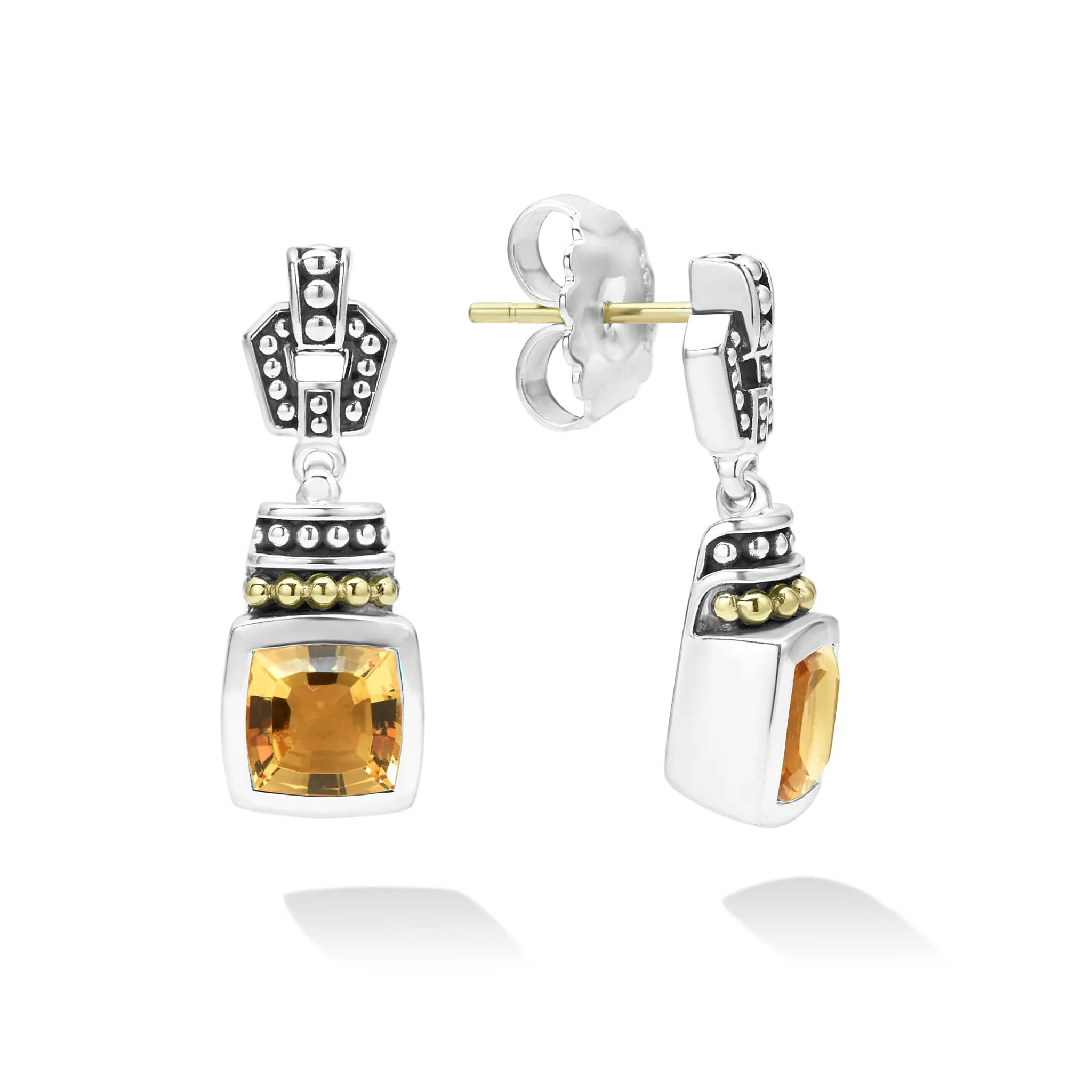 Caviar Color Citrine Drop Earrings