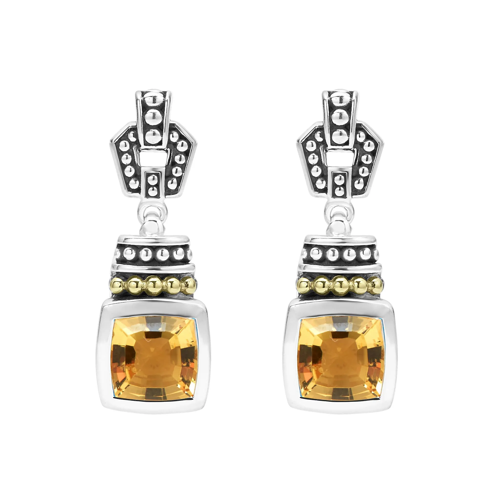 Caviar Color Citrine Drop Earrings