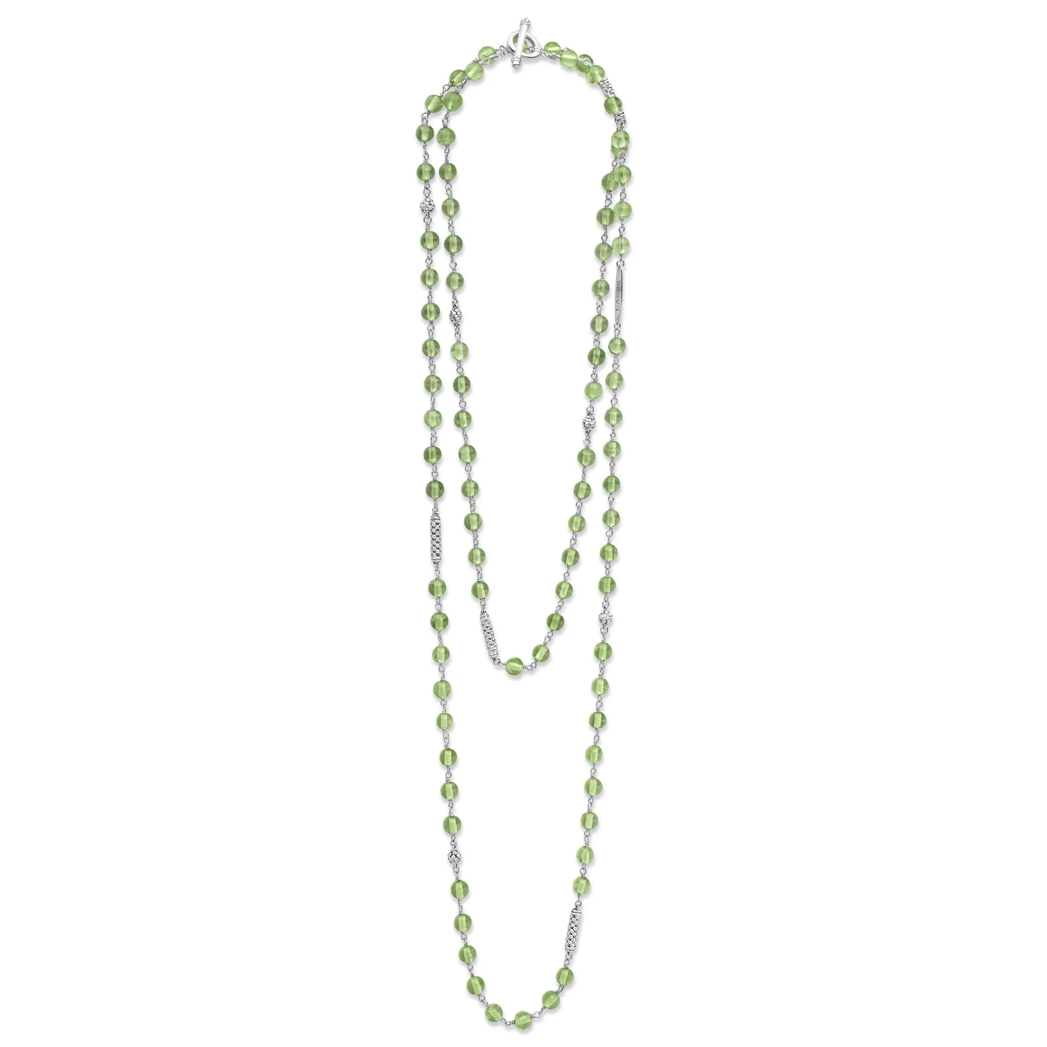 Caviar Icon Long Peridot Beaded Necklace