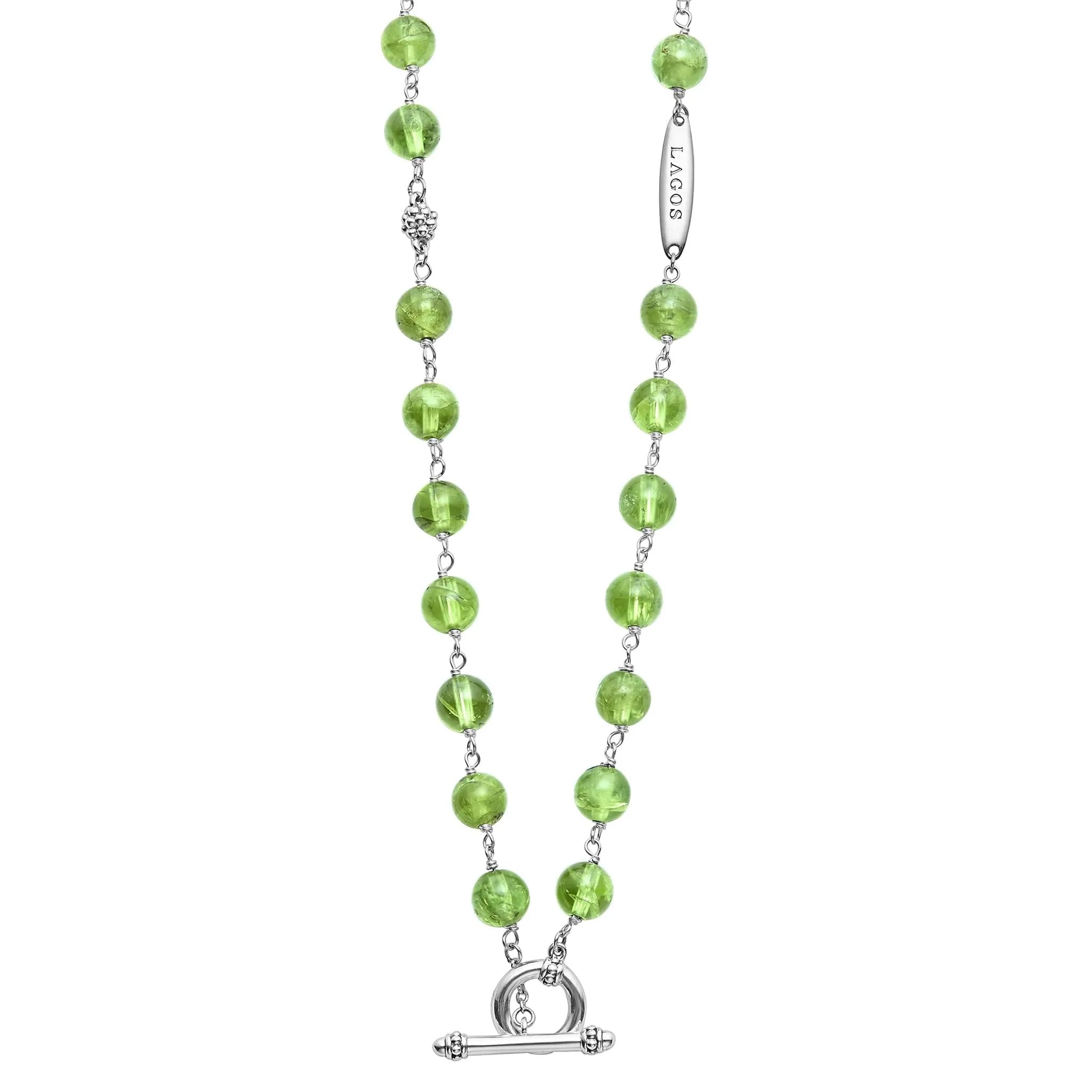 Caviar Icon Long Peridot Beaded Necklace