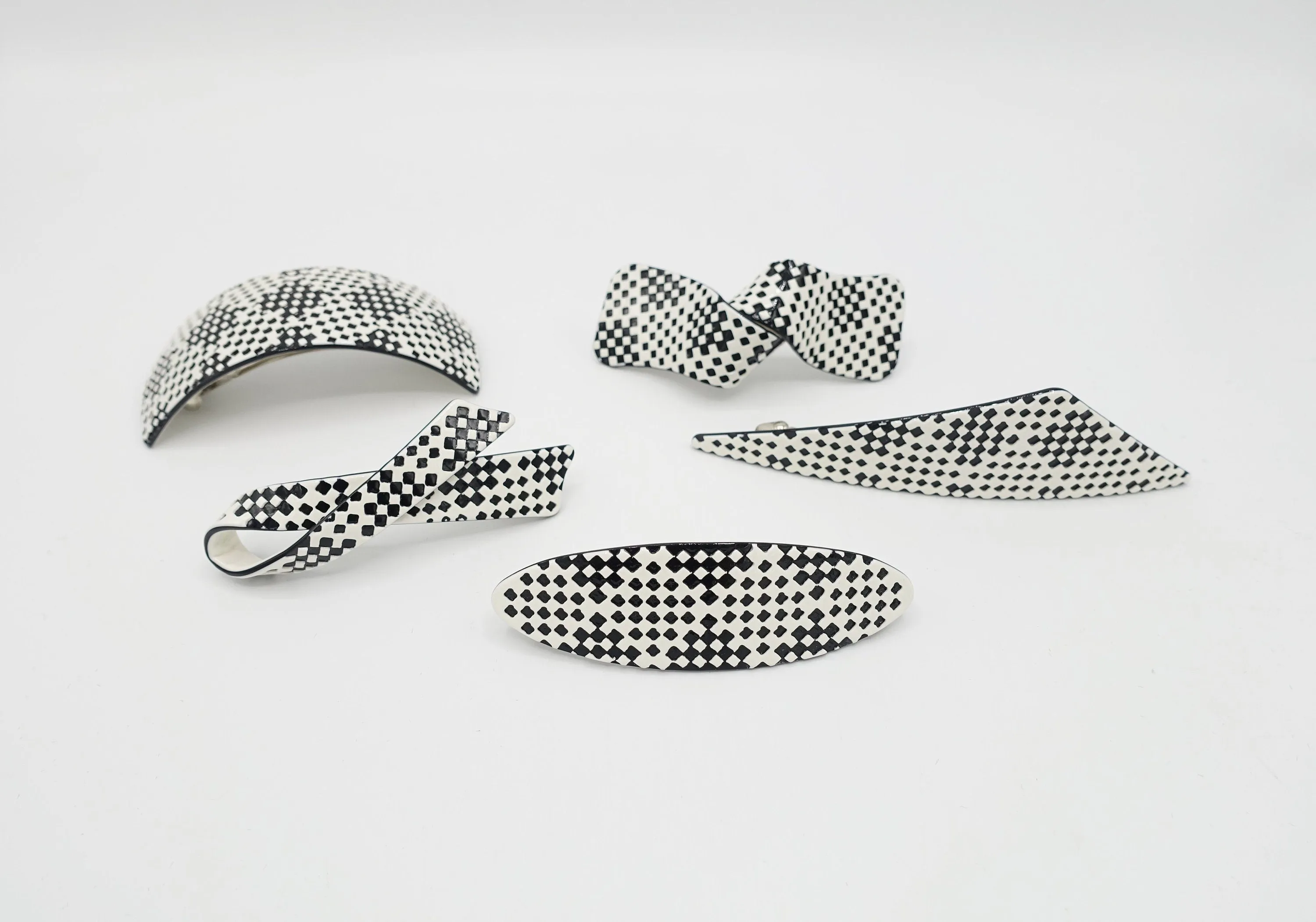 checkered hair barrette, cellulose acetate  French hair barrette