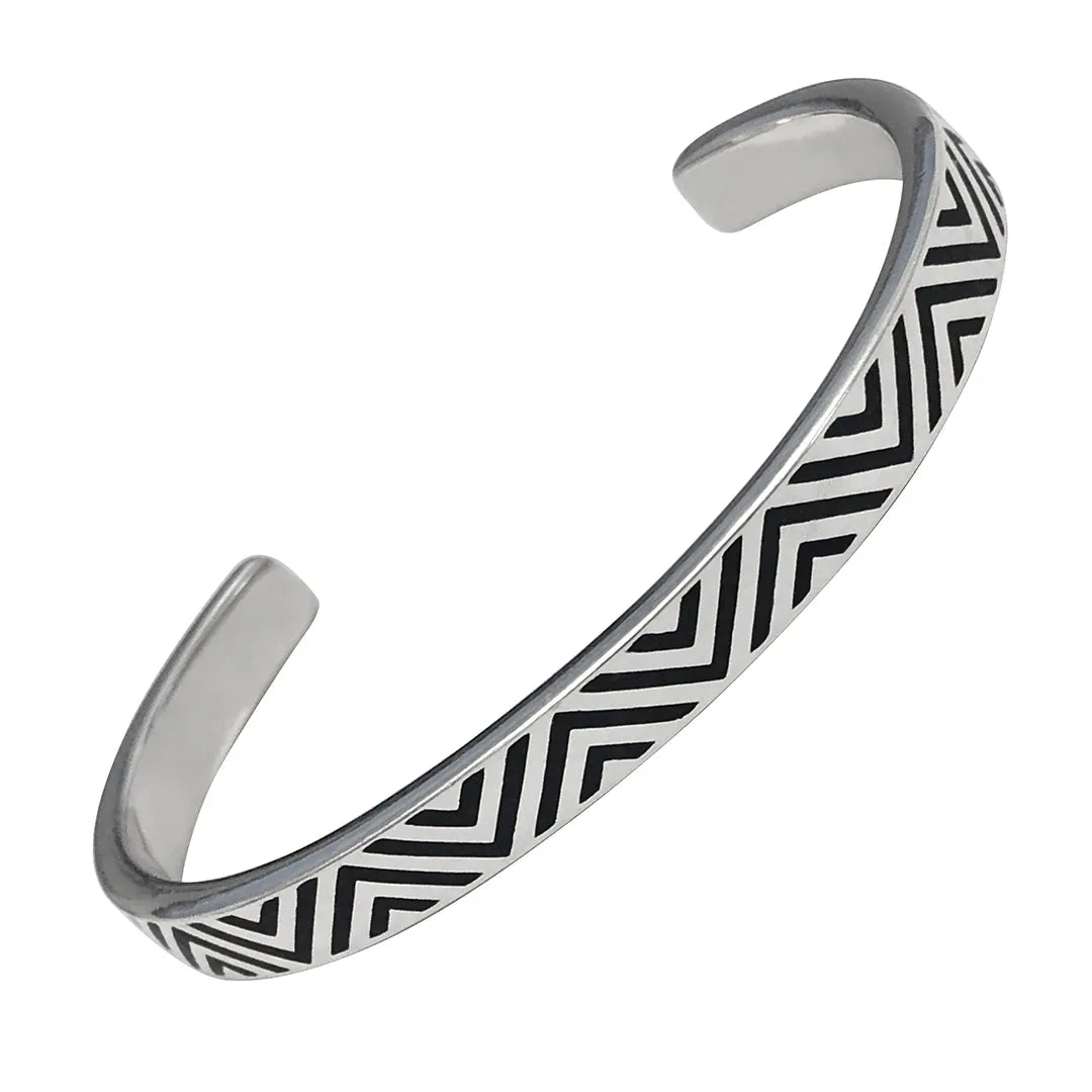 Chevron Pattern Sterling Silver Cuff Bracelet I Jan Leslie