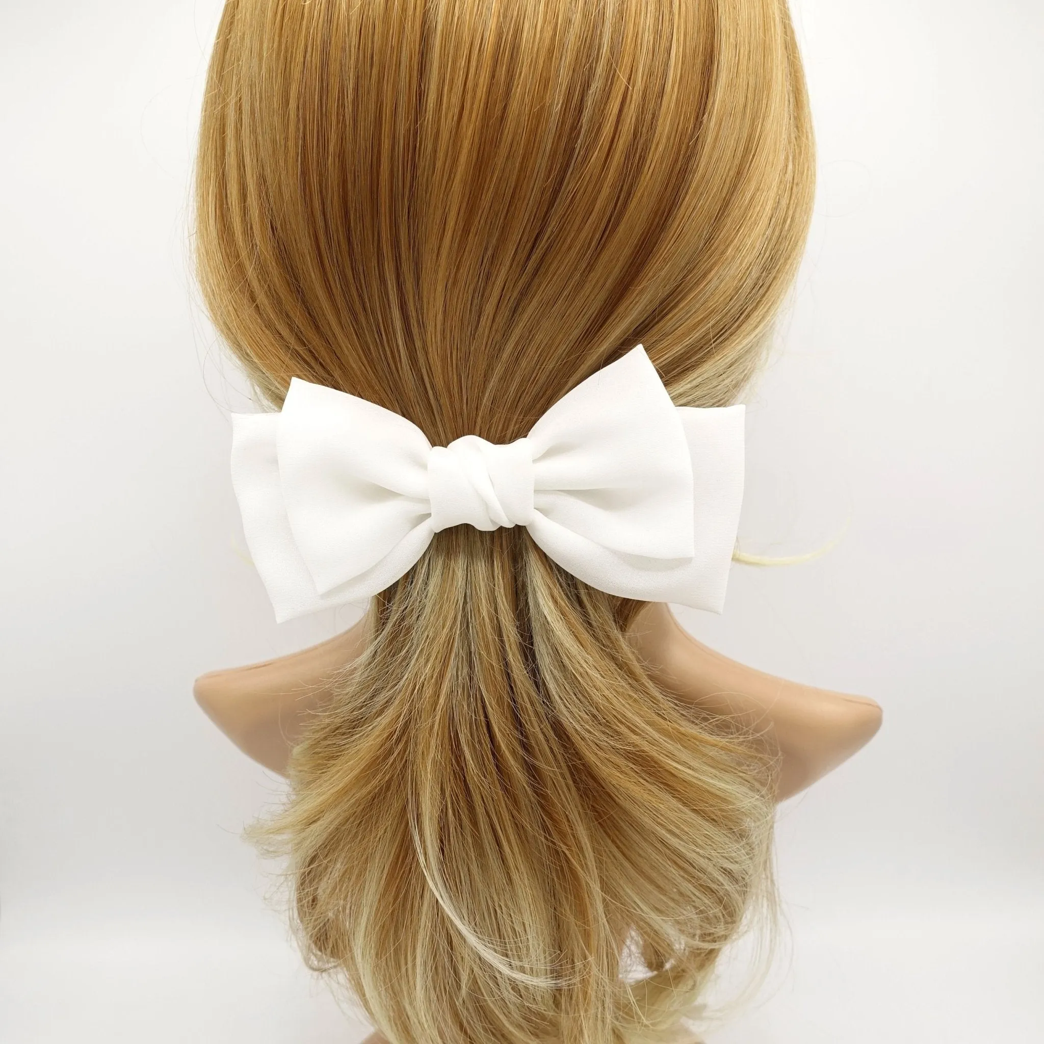 chiffon Bow french hair barrette Solid Color Layer hair bow Women Hair Clip