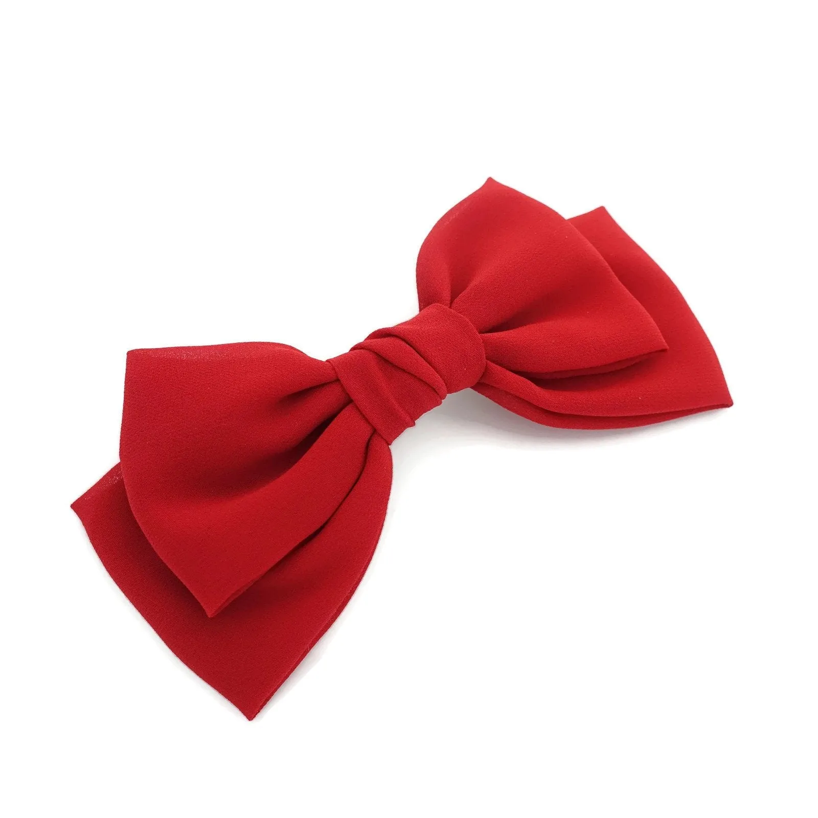 chiffon Bow french hair barrette Solid Color Layer hair bow Women Hair Clip