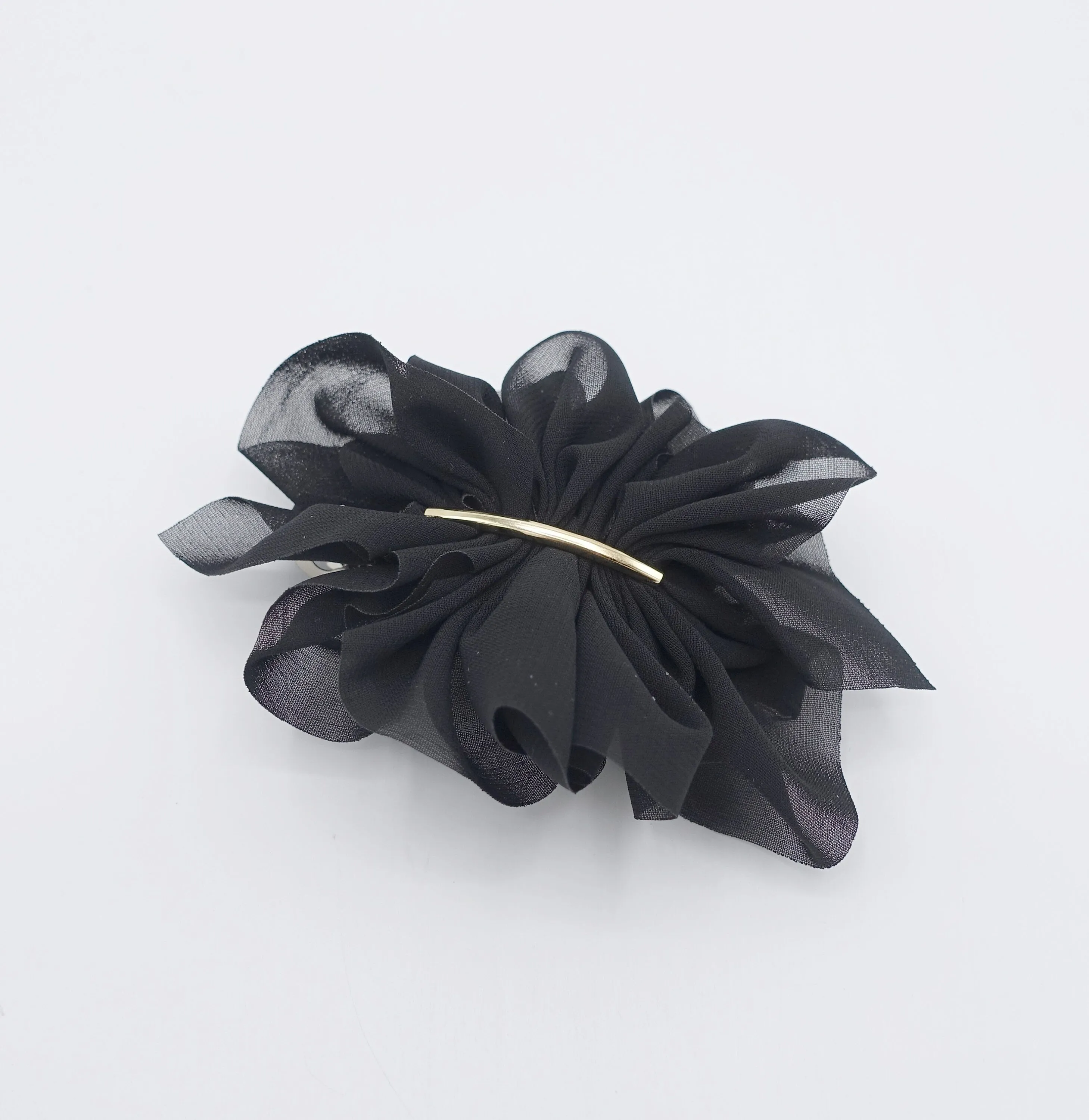 chiffon flower barrette, ruffle flower barrette, cute hair accessory for women