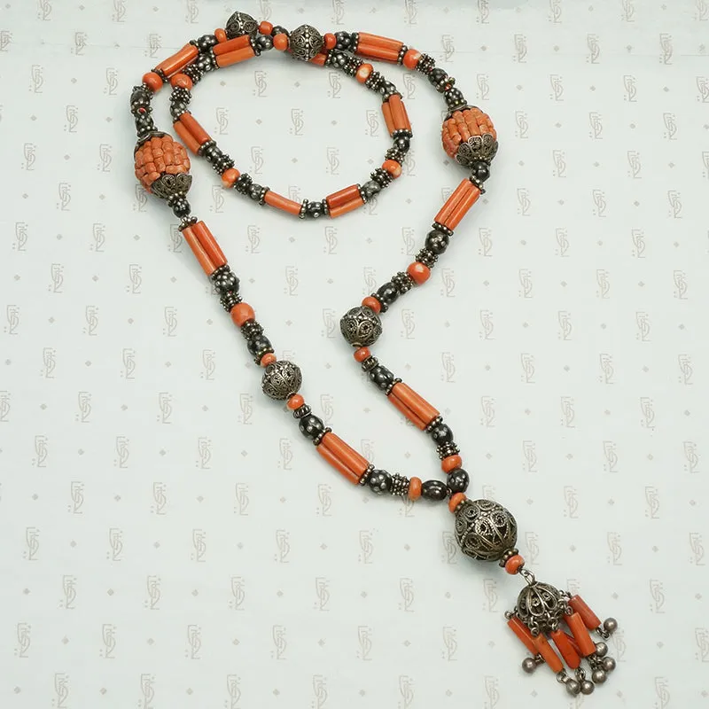 Chinese 19th Century Tasseled Bead Necklace