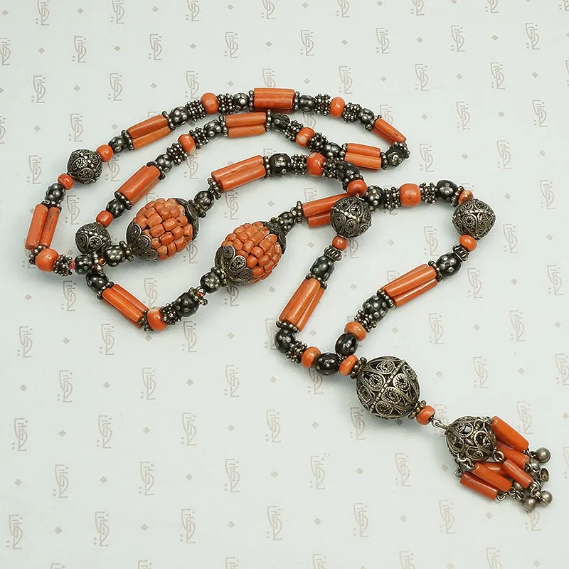 Chinese 19th Century Tasseled Bead Necklace