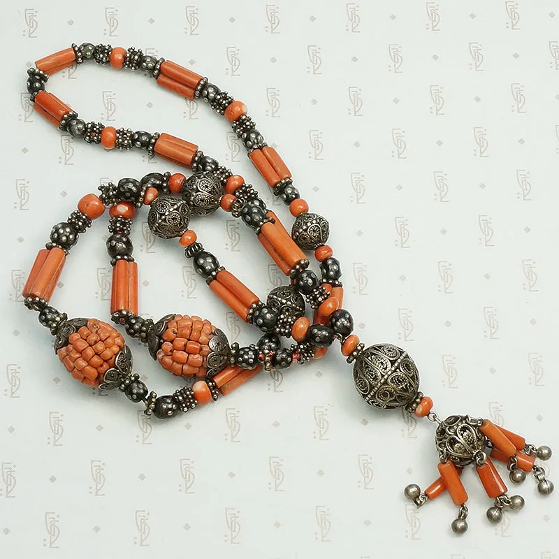 Chinese 19th Century Tasseled Bead Necklace