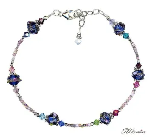 Cobalt Blue Crystal Beaded Anklet